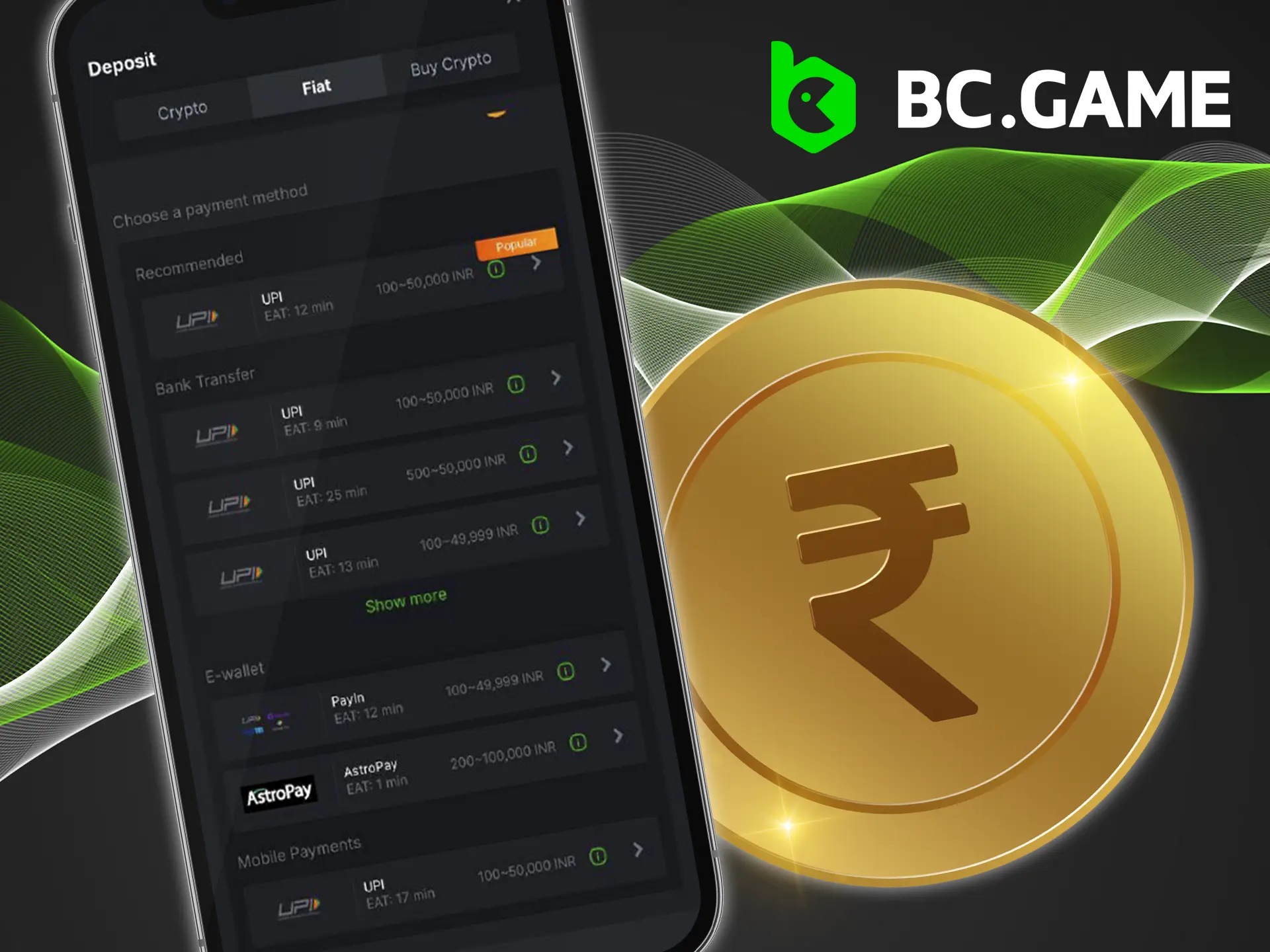 Discover the payment methods at BC Game app casino after completing the BC Game download and installing the APK for easy and secure transactions.