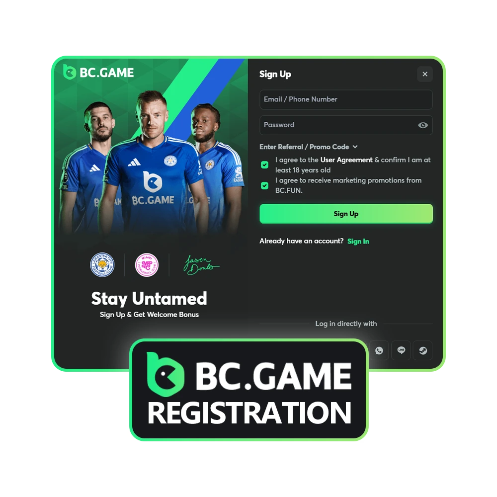 Sign up at BC Game, get the welcome bonus and enjoy the game.
